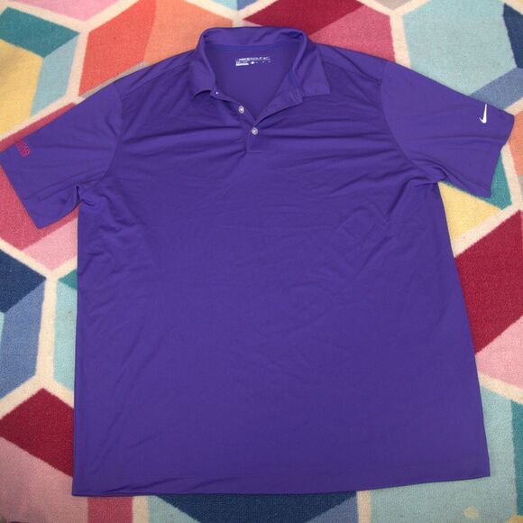 Nike Polo Shirt Mens XLarge Purple Short Sleeve Golf Dri Fit - Picture 1 of 6